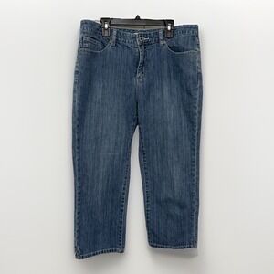 Chicos Platinum Grayson M Crop Ankle Jeans Blue Stretch Straight Leg Size 1.5 10